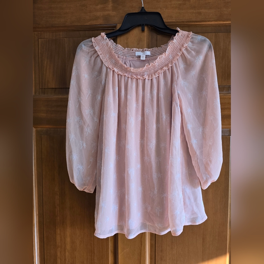 LC Lauren Conrad Peach Ruffle Blouse